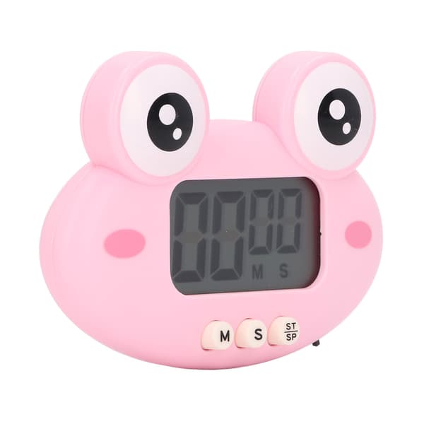 Tecknad digital timer ABS bärbar lättanvänd söt tecknad timer för köksmatlagning rosa groda