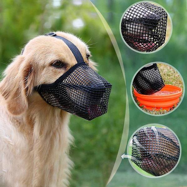 Åndbar blød mesh hundekurv til små, mellemstore og store hunde - Justerbare stropper, bidforebyggelse og beskyttelse mod forgiftet lokkemad