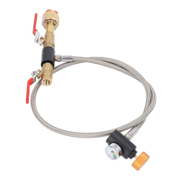 CGA320 G1/2 Cylinder Refill Adapter Dubbelventil CO2 Tank Adapter Slang med Tryckmätare