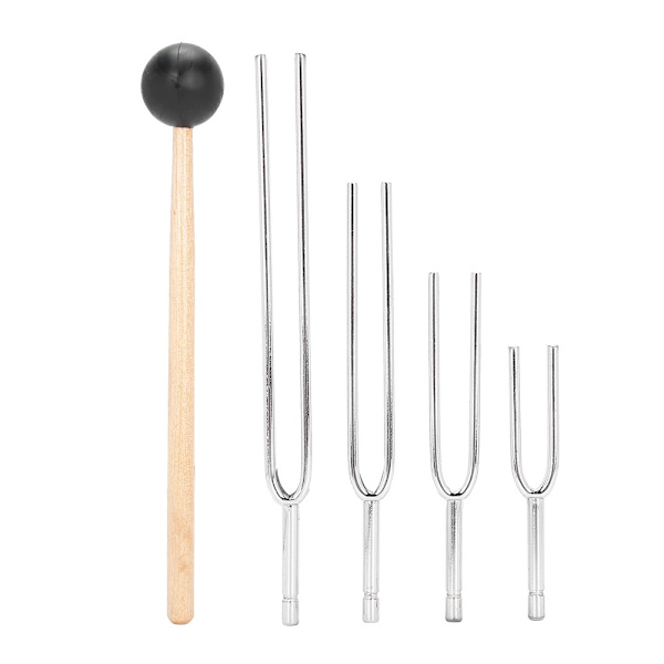 Stämgaffel Aluminiumlegering Stämgaffel Trähammare Sound Healing Therapy Tool SetC128-C1024 4st