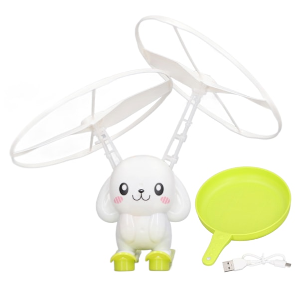 Bubble Blowing Helicopter Toy USB Rechargeable Automatic Induction Bubble Flying Toy with LED Light for Kids and Adults Bunny