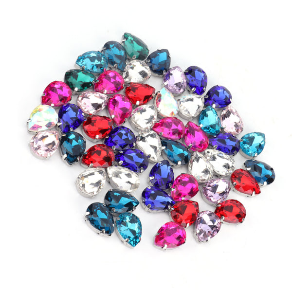 50 STK Claw Rhinestone Blandet Farve Oval Miljøbeskyttelse DIY Farverig Rhinestone til dekoration