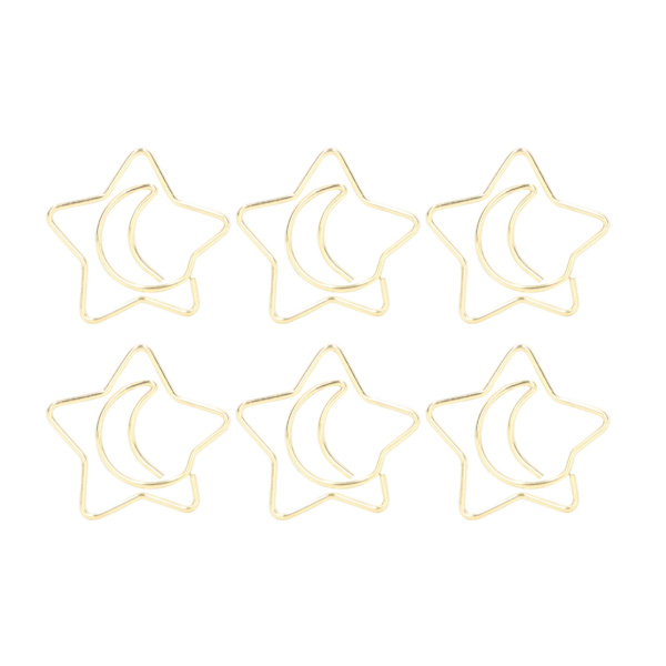 100 st metalliska pappersklämmor Galvaniseringsprocess Gyllene pappersklämmor Anti-rost pappersklämmor, halkfria för filklassificering Moon Star