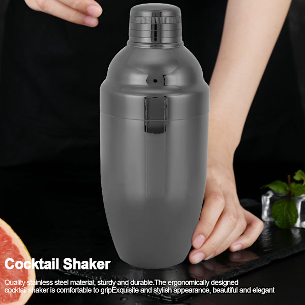 Moderne Cocktail Shaker i rustfrit stål, rysteværktøj, barudstyr, tilbehør, sort