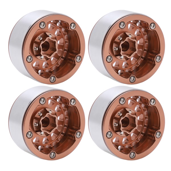 4 kpl Beadlock RC-auton pyörännavan sarja 1,9 tuuman alumiiniseoksesta valmistettu rengasvanne 1/10 1/12 1/14 kauko-ohjattaviin autoihinRuskea