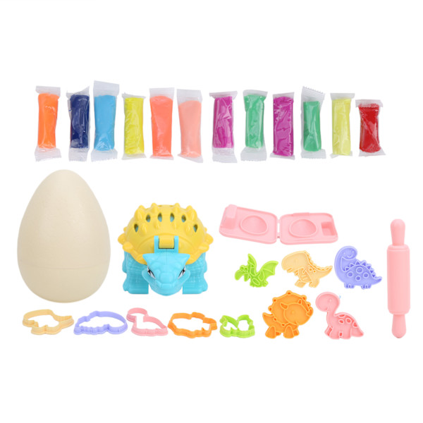12 väriä savimuottityökalusarja Chilren Holiday Christmas Present Handmade DIY Mud ToyDinosaur Egg