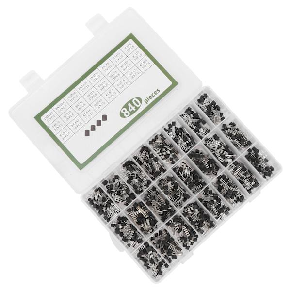 840 stk. effekttransistorkit, triodesortiment, industrielle kontrollkomponenter TO‑92