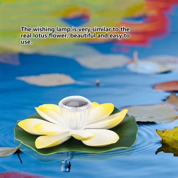 Solar Pond Pool Lights LED färgskiftande Lotus Flower Vattentät flytande lampa Ljusgul