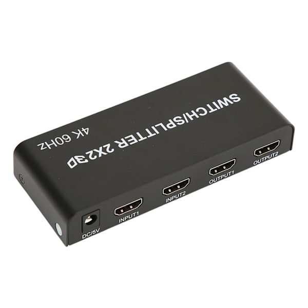 HD Multimedia Interface Switcher 2 ind 2 ud 4K HD Multimedia Interface Splitter til PC Projektor TV 100‑240V EU-stik