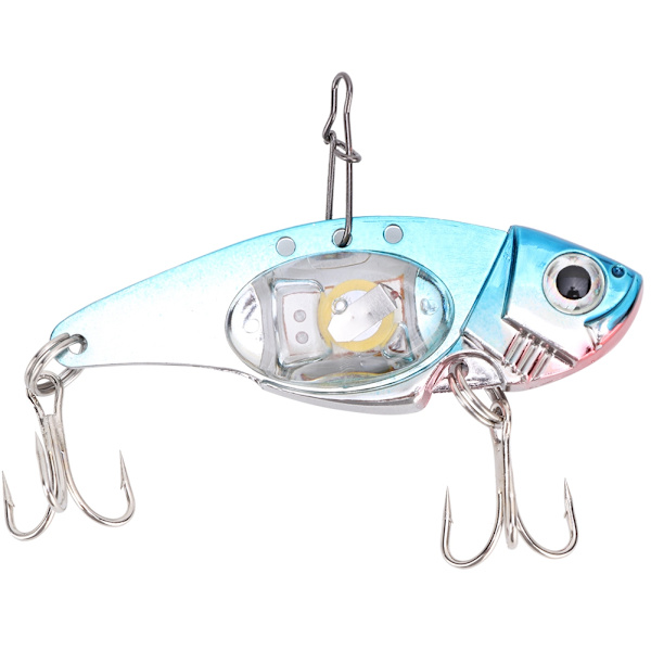Undervands LED-lys Metal Hard Lure 3D Fiskefiskeri Kunstagn Diskantkrog (blå)
