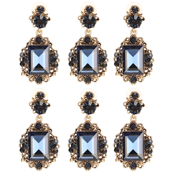 3 par örhängen diamant smaragd dingla retro legering mode öra dekoration smycken blå