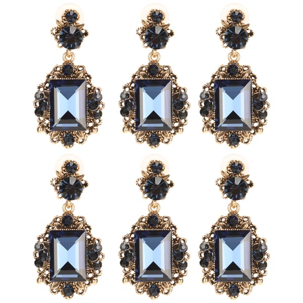 3 par örhängen diamant smaragd dinglande retro legering mode öronsmycken blå