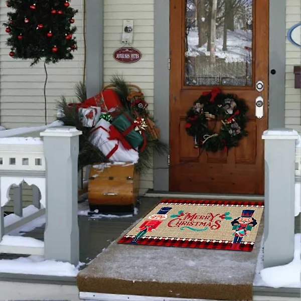 Jul Dörrmatta Nötknäppare Julmattor Välkommen Dekorativ Dörrmatta God Jul Dörrmatta 40x60cm (Färg B)