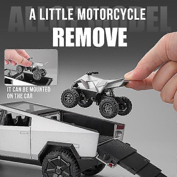 Tesla Cybertruck Leluautomalli Diecast-ajoneuvot 1:24 Mittakaavassa - Joululahjoja Lapsille Harmaa laatikolla