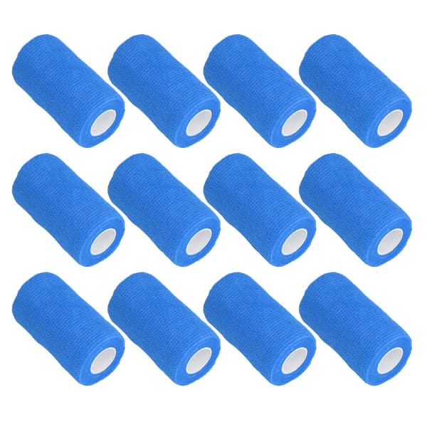 12 kpl Joustoside Luonnonlateksi Elastinen Itsekiinnittyvä Side Lehmille Koirille Hevosille 10cm Sininen