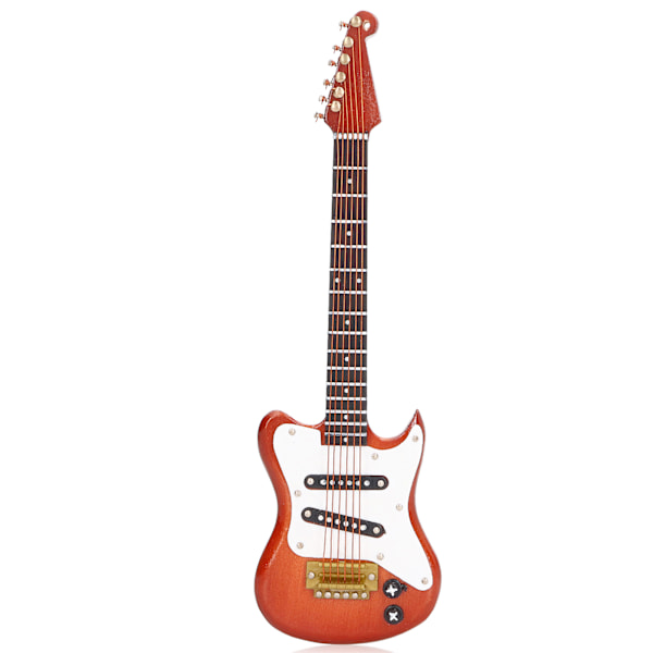 5,9 tommers miniatyr gitarmodell, delikat miniatyr musikkinstrument gitarmodell kaffe med gulltau