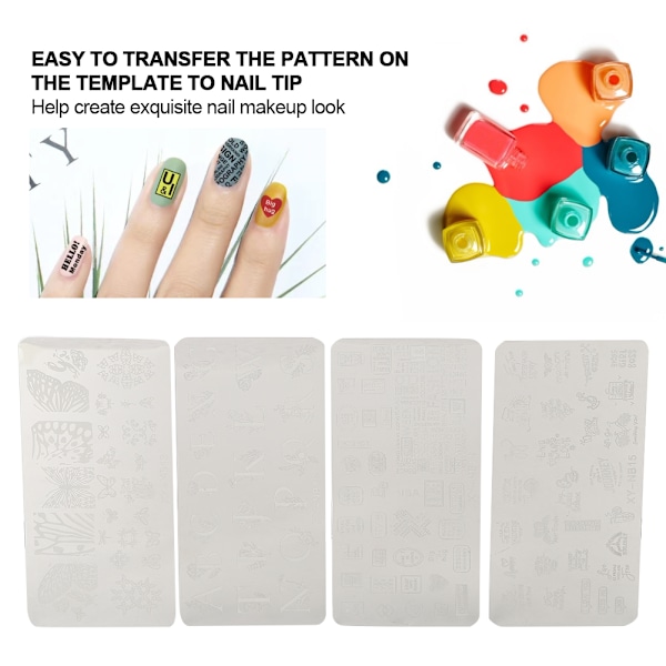 Neglestempling plader Stencils Mønster DIY Negle Printing Stempling skabelon Manicure Tool13-16
