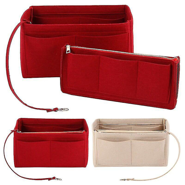 Reisearrangør Filtveske Tote Liner - Damepungpose Innlegg (3 størrelser) 22*11*13 Rose rød