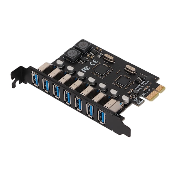 PCIE til USB 3.0 udvidelseskort 5 Gbps højhastigheds 4A strømforsyning VIA Chip PCB med 7 USB3.0 porte til Windows