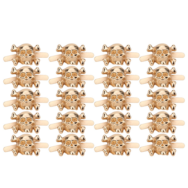 20 stk DIY nagler Skull-formede punknagler for armbånd Vesker Klær Lærhåndverk Gull 13x15mm