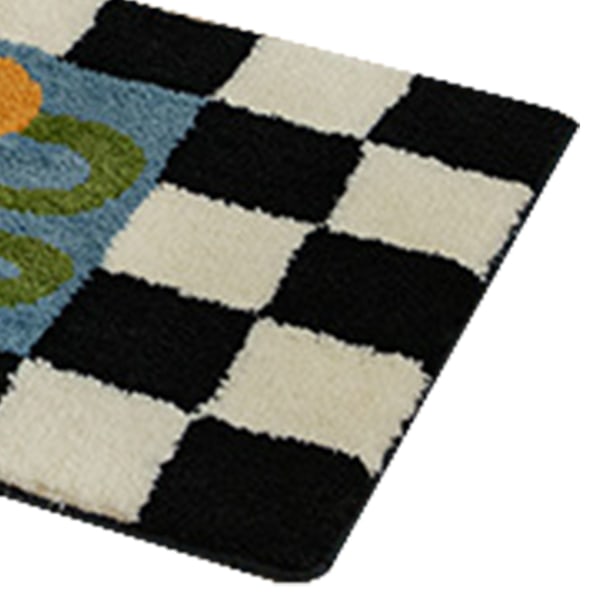 Musta-valkoinen ruudullinen juoksumatto, vintage-tyyli, vettä imevä, tahrankestävä juoksumatto kotiin, huoneeseen, tyyppi 5, 40x120cm