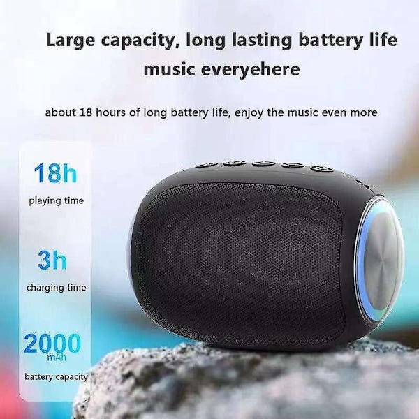 Kannettava Bluetooth-kaiutin tehokkaalla subwooferilla ja valoilla, vedenkestävä ja pitkä soittoaika