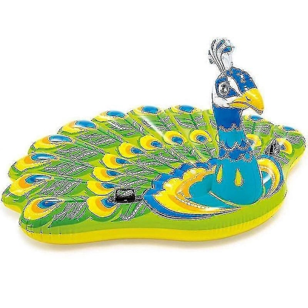 Jätte Uppblåsbar Påfågel Badflotte Poolflotte Ride-on Badring Vuxna Barn Vatten Holid DGZD