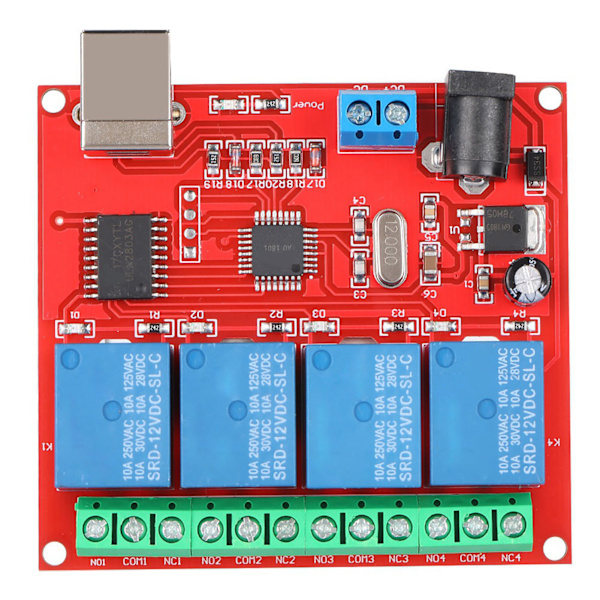 4-kanals 12V dator USB Smart Switch Controller PC Relay Module Expansion Board