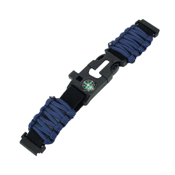 6 i 1 Paracord Armbandsurrem 22 mm Spänne med Eldstartare Kompass Visselpipa Passar för Huami Midnattsblå