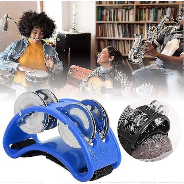 3 Farve Fod Bjælde Percussion Tilbehør til Fødselsdags Musikfest - blå