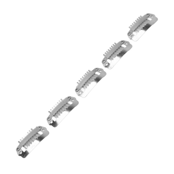 50 st hårförlängningsklämmor i rostfritt stål set -det-själv 8 tänder Snap Comb Peruk Clips Tillbehör 1.1in Silver