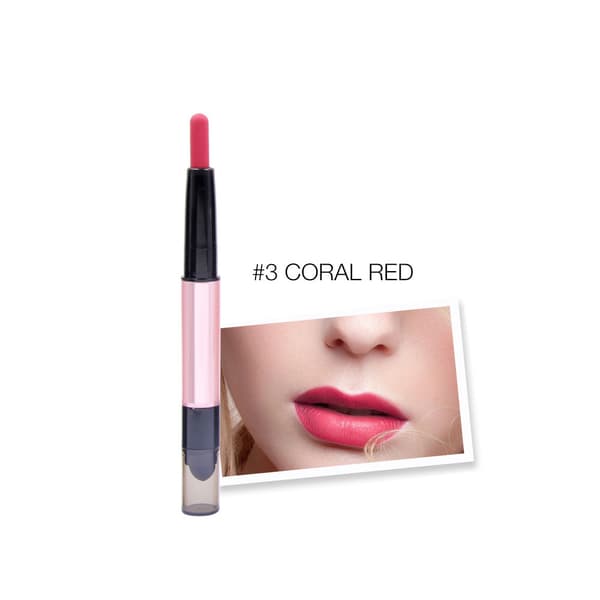 Dobbelt hoved Mat Lipgloss Lipgloss Langtidsholdbar Vandtæt Læbestift 3#