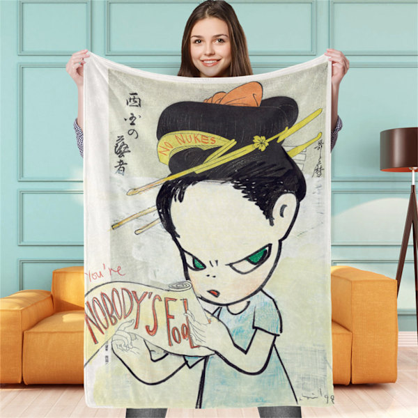 Konst mönstrad filt hudvänlig andningsbar mode tydlig tryck filt för kontor hem BL683‑4 80x100cm