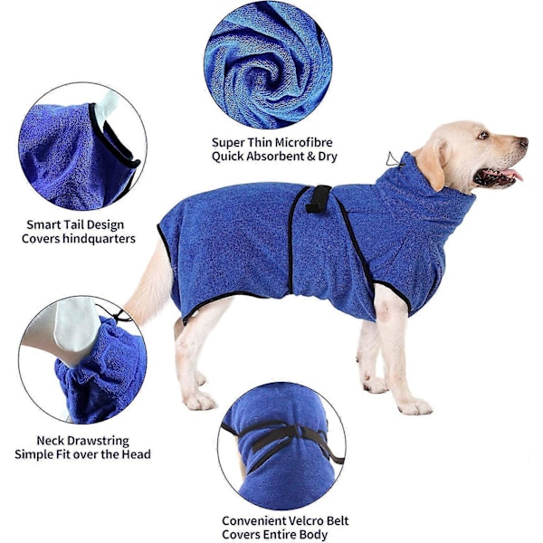 Superabsorberande hundbadrock, badhandduk för stora hundar, tjock och mjuk mikrofiber för bad kiss toalett - M