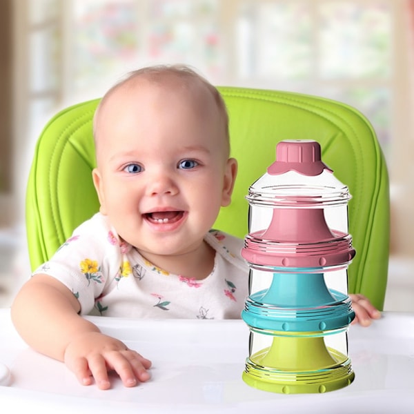 Baby Formula Milk Powder Dispenser 3 Fack Babymatning Behållare Stapelbar Bärbar Spädbarn Formula Mjölkpulver Box