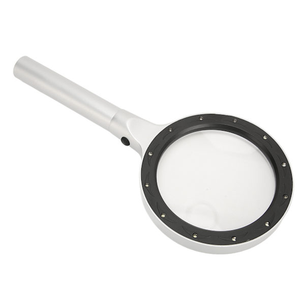 Forstørrelsesglass med 12 LED-lys 5X 10X Lighted Large Magnifying Glass Håndholdt To Lysstyrkenivå Forstørrelsesglass