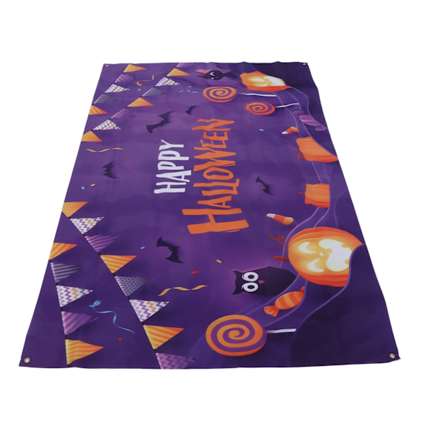 5,9x3,6ft Glad Halloween Bakgrund Hög Definitionstryck Fladdermöss Katter Ugglor Pumpor Mönster Mjuk Stretchig Halloween Bakgrund
