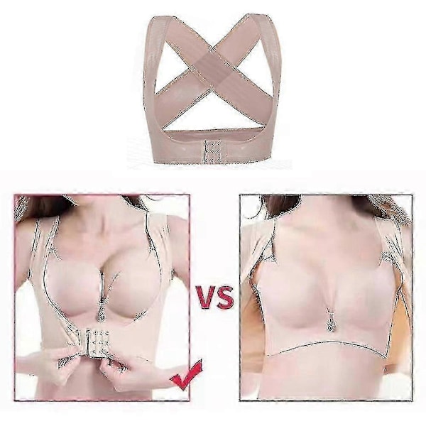 Dame Bryst Holdningskorrektion Støttebælte Body Shaper Korset Skulderstøtte Til Sundhedspleje Hudfarve L