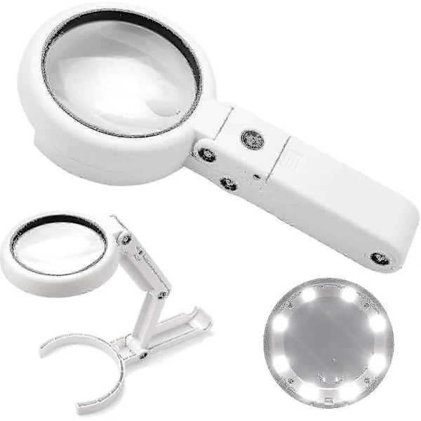 Bärbart Belyst Förstoringsglas 5x, 11x Förstoringslins 8 LED-lampor USB-laddning Ywq