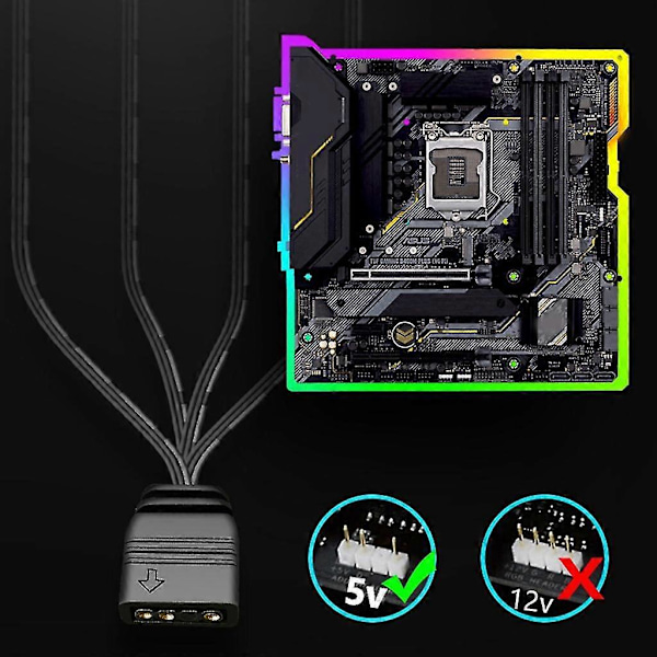1 - 4 Porttia Argb Led Liitin 3pin 5v Johto Jatkojohto Y-Jakaja 33cm