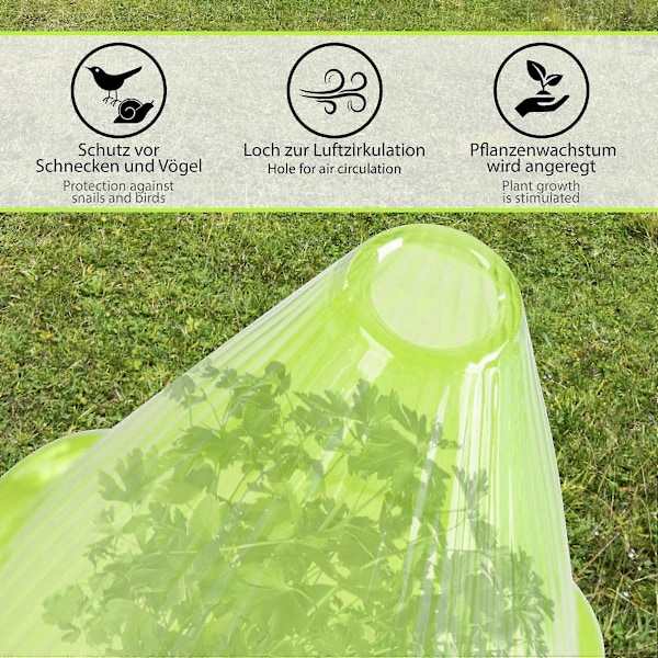Sæt med 10 grønne plantehatte | Beskyttelse af planter mod dårligt vejr og dyr | PVC planteklokke | Plantedække_SZXM