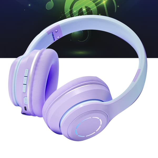 Trådlöst Spelheadset Gradient BT5.2 Anslutning Mjuka Öronkuddar Färgglada Ljus Spelheadset för Dator Bärbar Dator Lila