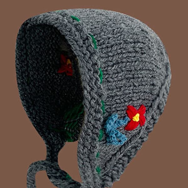Strikket Ørevarmer Lue Retro Håndlaget Høst Vinter Ins Stil Søte Dame Tilbehør Grå M(56-58cm)