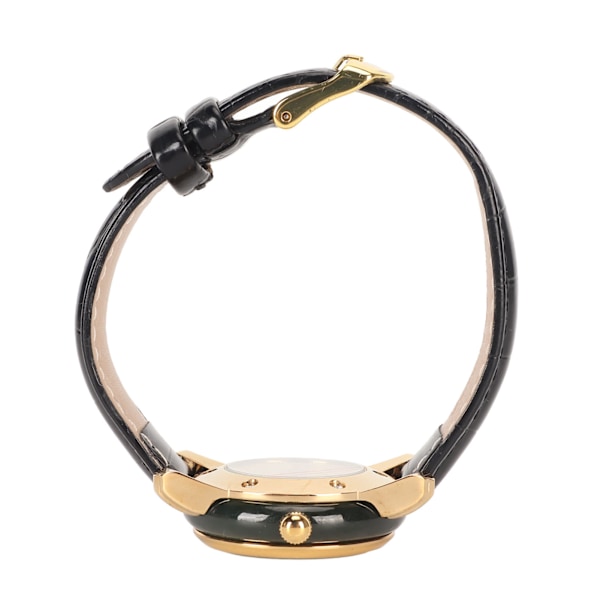 Dameklokke Rhinestone Dial Golden Pointer Quartz Movement PU Leather Strap armbåndsur