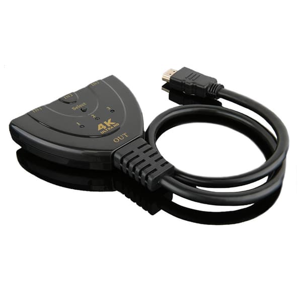 3 i 1 ut HD Multimedia Interface Switcher 4K 3-portars videoomkopplare med statusindikator svart