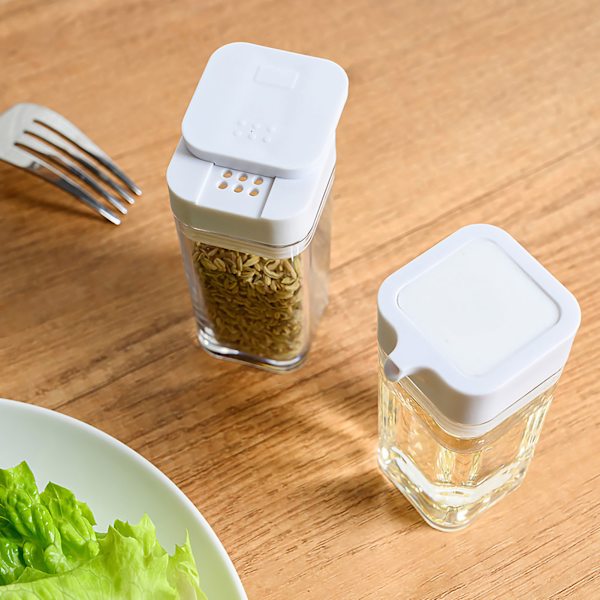 Kryddbehållare Kompakt Bärbar Transparent Kryddflaska för Kökshem 2 Oljekontrollflaskor+2 Kryddflaskor