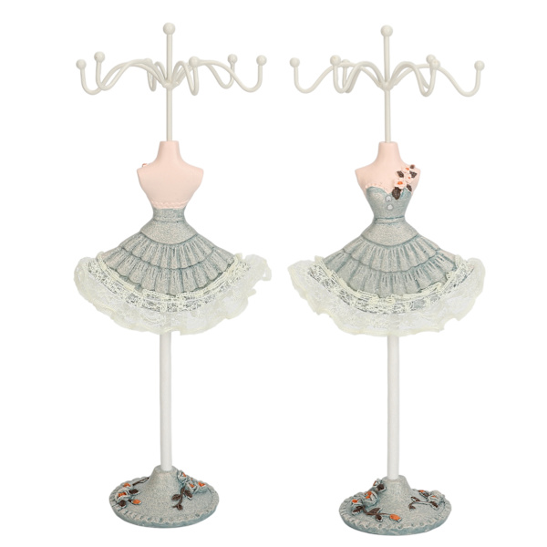 Örhängen Halsband Prinsessklänning Stativ Display Järn Mannequin Prinsess Smyckeshållare Tallgrön 4