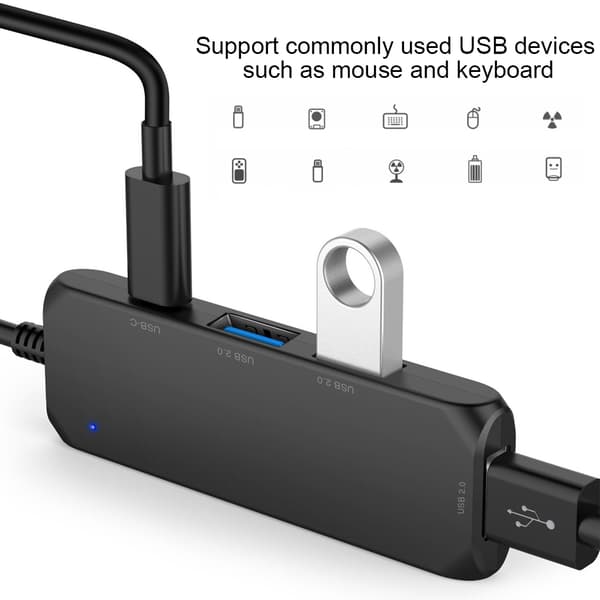 USB Hub Multi 4 Portars Splitter Expansionskabel Adapter Ultra Snabb Laptop PC Typ C 2.0