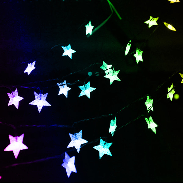 Solar Star String Lights Utomhus Solar Powered String Lights Blinkande Fairy Lights för trädgård Gräsmatta Uteplats Landskap Xmas Holiday dekorationer