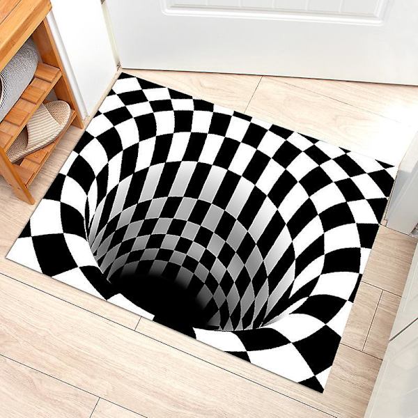 Svartvit Rutig 3D Visuell Golvmatta